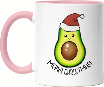 Produktbild von Merry Christmas Tasse Rosa Geschenkidee Avocado-Fans Süßes Motiv für Weihnachten für Familie Freunde