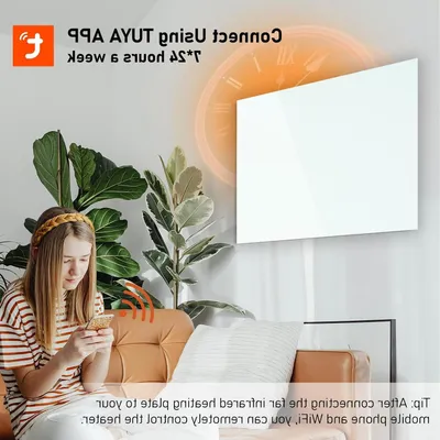 Produktbild von Infrarotheizung – Glaspaneelheizung – Raumheizung – WLAN-Steuerung – 50 x 60 cm – Weiß