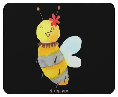 Produktbild von Mr. & Mrs. Panda Mouse Pad Biene Blume - Schwarz - Geschenk, computer mauspad, Hummel, laptop, mousematte, Mousepad
