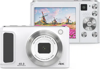 Produktbild von 4K-Digitalkamera, digitale Videokamera, 48 MP, Doppelobjektiv, 2,8 Zoll IPS-Bildschirm, Autofokus, 16-facher Digitalzoom, eingebauter Blitz, Akku mit 32 GB TF-Karte, Geburtstags- und Festivalgeschenk fuer Kinder, Studenten, Teenager
