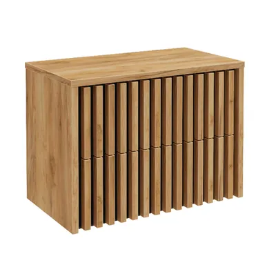 Produktbild von Waschbeckenunterschrank 80 cm für Aufsatzwaschbecken LUCCA-107 in Eiche Nb. mit Lamellenfronten, B/H/T: ca. 80,4/57,5/45,5 cm