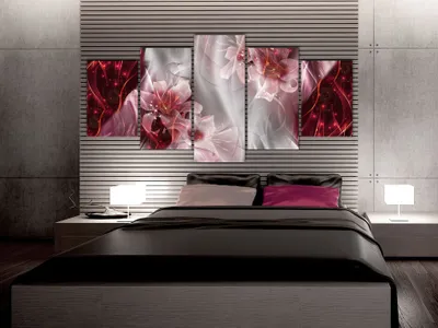 Produktbild von Akustikbild Blumen Lilien 200x100 cm Bilder Akustikschaum Hochleistungsschallabsorber Schallschutz Leinwand 5 tlg Wandbild Raumakustik Schalldämmung a-C-0047-b-o