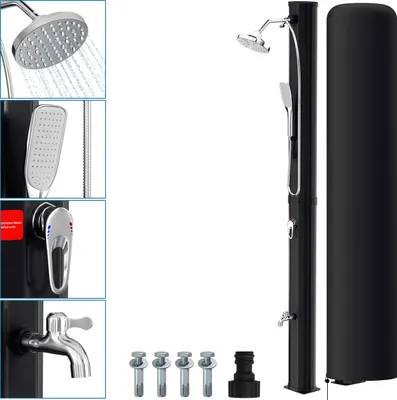Produktbild von TolleTour Solardusche 20-60 Liter - bis 60°C – mit schwenkbarem Duschkopf, Fußdusche & Gartenschlauch