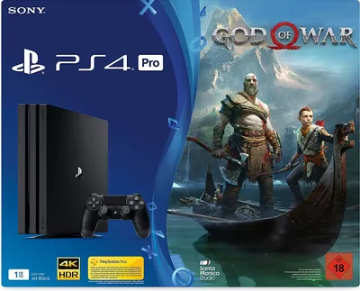 Sony PS4 Pro Konsole, 1TB, Schwarz + God of War