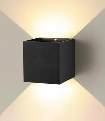 Produktbild von Moderne LED Wandleuchte, warmweiß, up/down Licht, verstellbarer Winkel, schwarz, minimalistisch – für Schlafzimmer, Wohnzimmer, Flur & Eingang