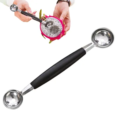 Melonenkugelausstecher, doppelseitig, 18 cm, Edelstahl, silber