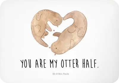 Produktbild von Mr. & Mrs. Panda Kühlschrankmagnet Otter Herz - Weiß - Geschenk, Hochzeitstag, Notizhalter, magnet, Liebe, haftmagnet, zettelhalter, whiteboardmagnet