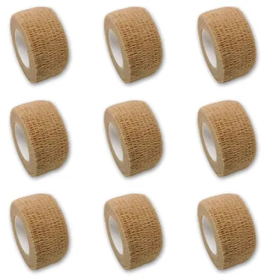Productafbeelding van Set van 9 Vingerpleisters - Beige - 2.5 cm x 4.5 m - Elastic