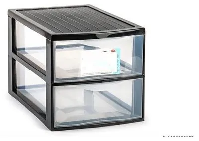 Obrázek produktu pro Zásuvka do psacího stolu, 2 zásuvky, PVC, černá a průhledná, rozměry 37,5 x 26 x [chybí rozměr]