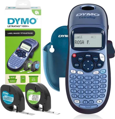 Produktbild von Dymo LT-100H Beschriftungsgerät – Tragbarer Etikettendrucker mit ABC-Tastatur, Papier- & Kunststoffetiketten, Büro & Zuhause