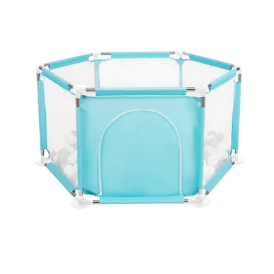 Produktbild von Selonis Laufstall faltbarer Baby Sechseckiger ohne Bälle 63x64cm - Für Kinder Kinderlaufstall Kinder zaun Spielecke baby Indoor spielplatz - Minze
