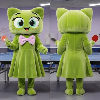 Image de Mascotte MASTICOT de table de ping-pong rembourrée vert citron