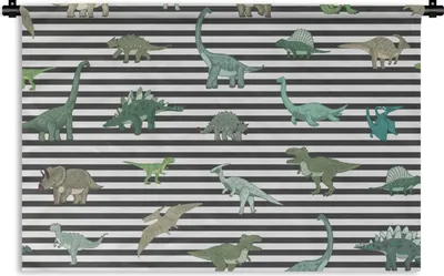 Produktbild von MuchoWow® Wandteppich Wandbehang Kinderzimmer - Dinosaurier - Schwarz - Jungen - Mädchen - Kinder 60x40 cm Tapisserie Dekoration Wandtuch - Wanddekorationen