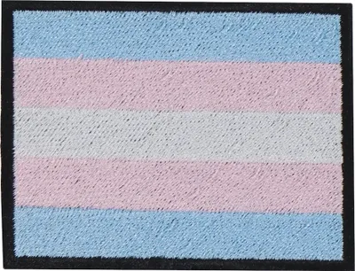 Produktbild von Aufnäher Trans Pride Flag in Blau, Rosa und Weiß, gestickt und zum Aufbügeln