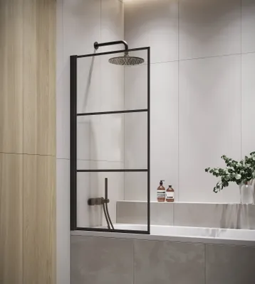 Produktbild von Badewanne Berkan 5mm mit Nanobeschichtung 60 x 140cm Matt schwarz Duschwand Duschabtrennung Badewannenaufsatz