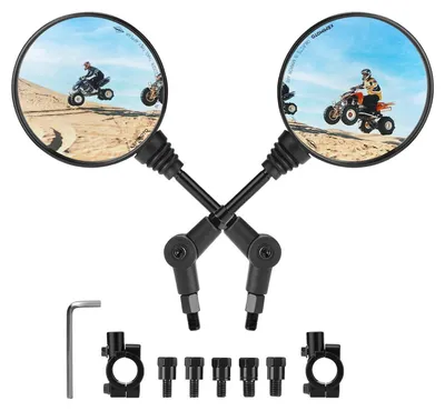 Produktbild von Motorrad Spiegel Universal 8mm 10mm E- Rund mit Halterung für Scooter Moped