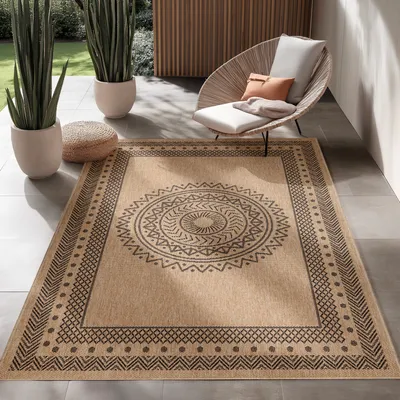 Zdjęcie produktu dla Dywan zewnętrzny Dywan w stylu vintage Kuchnia Balkon Taras Ogród Piknik Rozmiar: 120 cm x 170 cm , Kolor : Naturalny-4