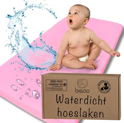 Imagen del producto de Sábana impermeable rosa de 50x100 cm para cuna compartida