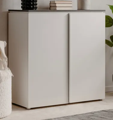 Produktbild von Kommode "Briec" in weiß Glanz und Matera grau Sideboard 89 cm
