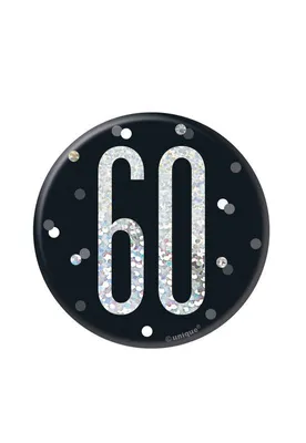 Image de Badge noir & argent chiffre 60
