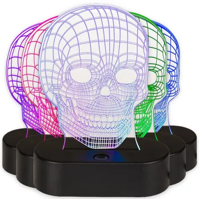 Image de Lampe 3D veilleuse - Crâne - Changement de couleur - Lumière d'ambiance - Décoration pour chambre d'enfant - 20 cm de haut