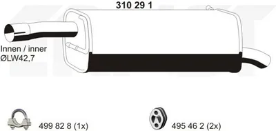 Produktbild von ERNST 310291 Endschalldämpfer für FORD Fiesta Mk5 Schrägheck (JH1, JD1, JH3, JD3) Auspuff