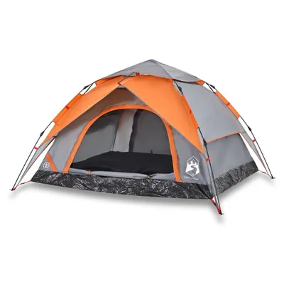 Produktbild von Kuppel-Campingzelt 4 Personen Grau und Orange Quick Release