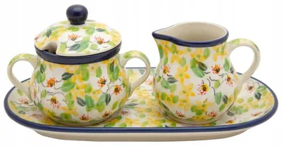 Produktbild von Bolesławiec 422-U4901 Dessertset Zuckerdose Milchkännchen Handgefertigt
