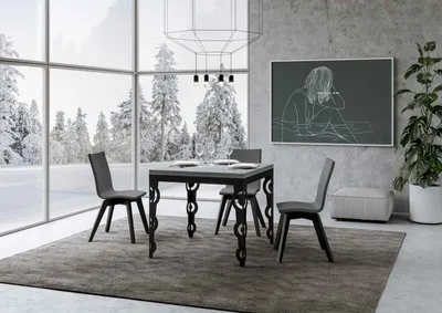 Immagine prodotto di ITAMOBY - Tavolo apribile 90/180x90 cm Karamay Libra cemento telaio antracite
