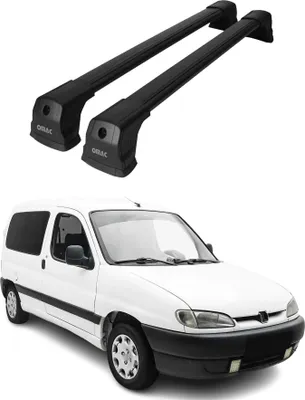 Image de Barres De Toit Transversales pour Peugeot Partner 1996-2008 Alu Noir 2x