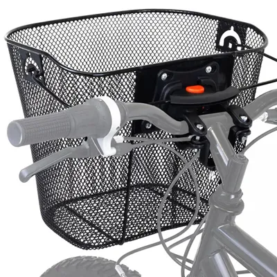 Zdjęcie produktu dla Metalowy koszyk rowerowy Wozinsky na kierownicę – koszyk rowerowy, koszyk metalowy, koszyk na zakupy