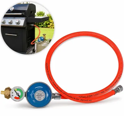 Image de Tuyau de gaz Mucola + détendeur, y compris manomètre Tuyau de gaz Régulateur de gaz 80CM Régulateur propane butane