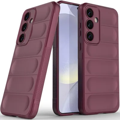 Produktbild von Handyhülle für Samsung Galaxy S25 Weich TPU Silikon Stossfest Anti-rutsch Hülle bordeaux