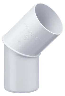 Produktbild von INEFA Fallrohrbogen 45 Grad, DN50 / 50mm, Weiß – PVC Regenrohrbogen für die Dachrinne am Gartenhaus oder Pavillon als passgenaues Zubehör zur Dachentwässerung aus Kunststoff