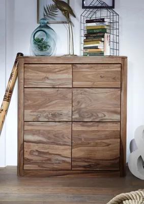 Produktbild von MASSIVMOEBEL24 Kommode Sheesham 100x37x111 rot-braun gebeizt TORONTO #138