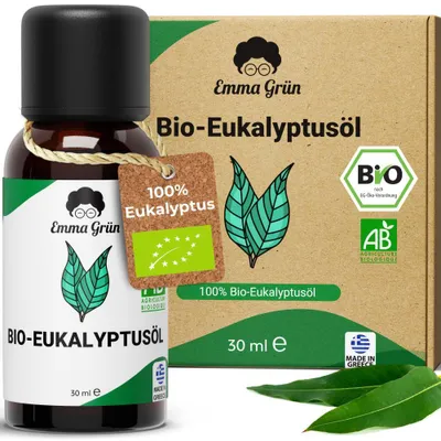 Produktbild von Emma Grün® Bio Eukalyptusöl 30ml – 100% naturrein, ätherisches Öl, Eucalyptus Öl