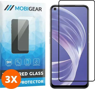 Produktbild von Mobigear Premium 9.98 OPPO A73 5G Panzerglas Gehärtetes Glas Displayschutz - Hüllenfreundlich - Schwarz (3er Pack)