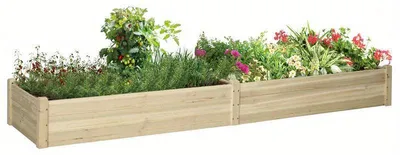 Image de Bordure surélevée en bois massif, 244 cm - Grande jardinière rectangulaire pour terrasse et jardin