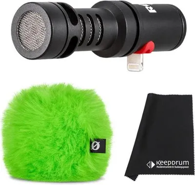 Image de Rode Videomic Me-L avec bonnette anti-vent Vert avec tissu