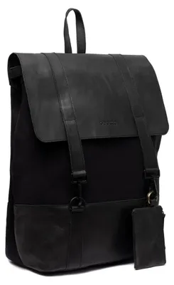 Produktbild von Beocca Finn Laptop-Rucksack, aus pflanzlich gegerbtem Leder, 17 Zoll Laptopfach, Business Rucksack, handgefertigt, Schwarz