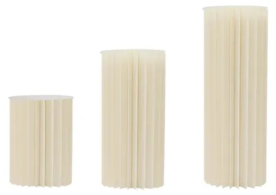 Obrázok produktu pre Valcovitý kvetinový stojan – skladací kartónový stojan – sada 3 ks 40 cm, 60 cm, 80 cm – podstavec/stojan na svadbu a oslavy – biely
