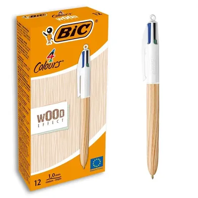 Obrázek produktu pro BIC 508964 Zatahovací biro 4 barvy ve stylu dřeva