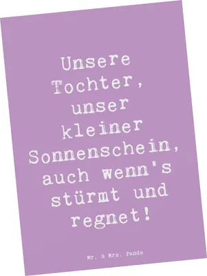 Produktbild von Mr. & Mrs. Panda Designkarte Spruch Tochter Sonnenschein - Lavendeltraum - Geschenk, Freude, Grußkarte, Ansichtskarte, Liebe, Postkarte, Postkarten, Kunstkarten, Familie