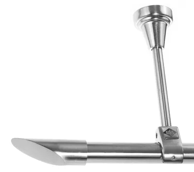 Produktbild von Edelstahl Look Gardinenstange 20mm Deckenträger 1-läufig Schräge, Länge wählbar D51 E32 R