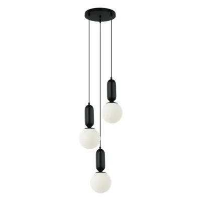 Zdjęcie produktu dla Lampa wisząca czarna szklane białe kule ALDEVA Italux PND-02340-3S-BK