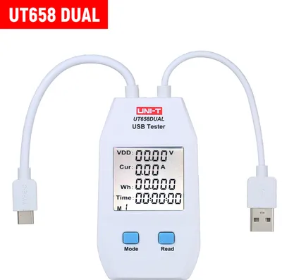 Obrázek produktu pro USB Power Meter LCD USB Tester Detector Voltmetr Ampérmetr Digitální tester kapacity napájení (UT658-Dual)