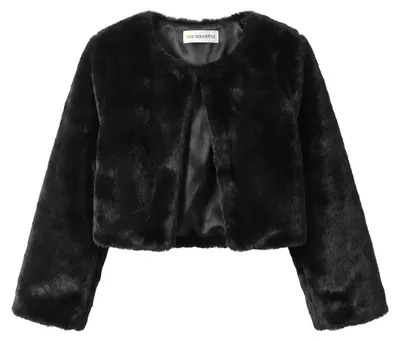 Imagen del producto de Bolero de piel sintética para niña, chaqueta tipo bolero, color negro, talla 3-4 años
