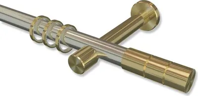 Produktbild von Interdeco Gardinenstange, Vorhangstange Edelstahl-Optik / Messing-Optik Modell Prestige Elanto, 20 mm Ø 1-läufig, 600 cm (geteilt)