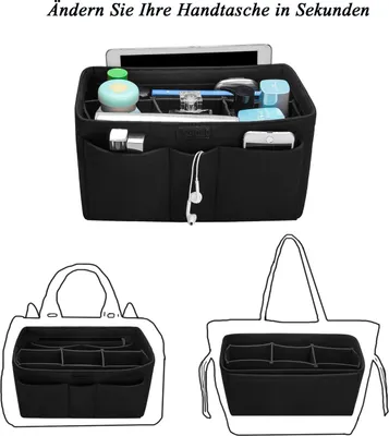 Produktbild von Handtaschen-Organizer für Damen, Perfekt für Taschen, Schwarz