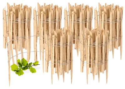 Produktbild von Gartenzaun zum Stecken aus Haselnüsse Zaun Garten Staketenzaun Beeteinfassung Holz GD-0156 (6 Stück, 50 cm x 500 cm)